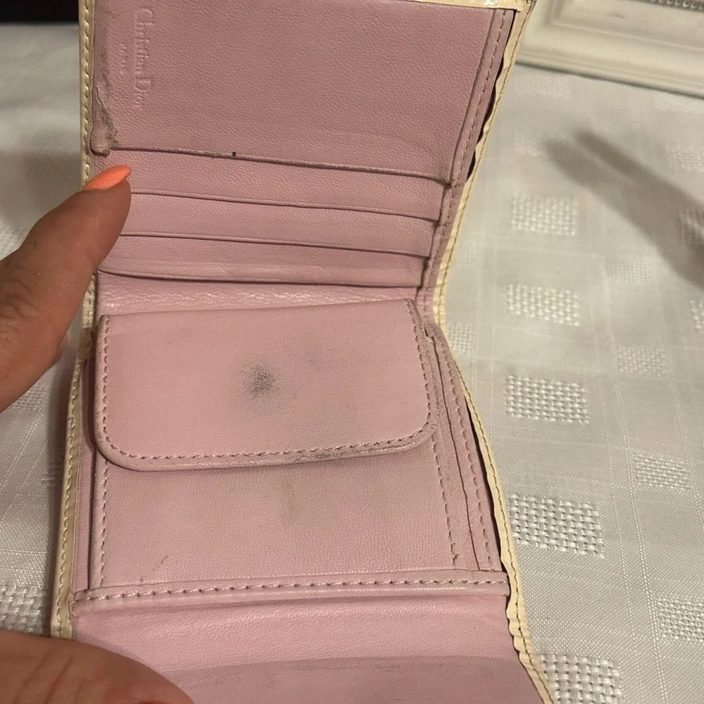 Christian Dior Pink and Cream trotter Logo tri fold Wallet number 1 vintage